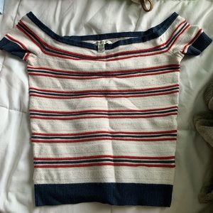 striped cold shoulder top